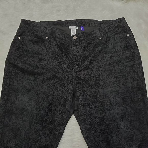 Catherines Plus Size Flocked Black Jeans, 24W - Picture 1 of 8